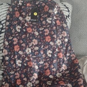 Nasty Gal Floral A-Line Skirt - Pink and Blue